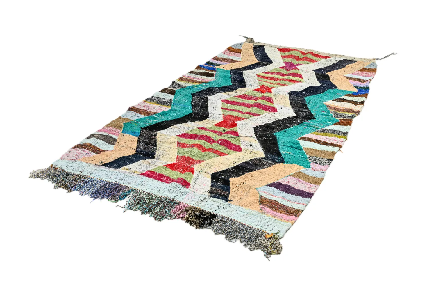 Marokkansk Boucherouite-teppe 140 x 265 cm