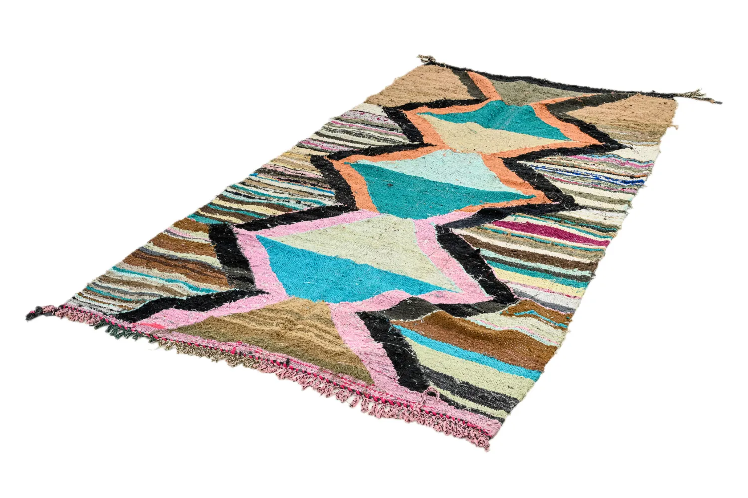 Marokkansk Boucherouite-teppe 135 x 265 cm