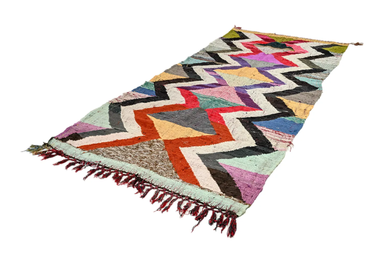 Marokkansk Boucherouite-teppe 140 x 305 cm