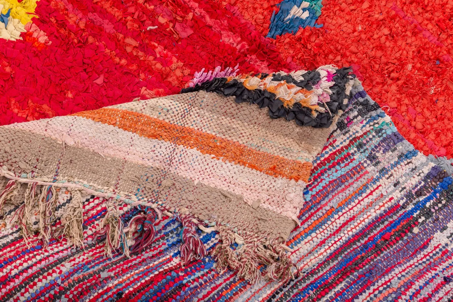 Marokkansk Boucherouite-teppe 170 x 135 cm