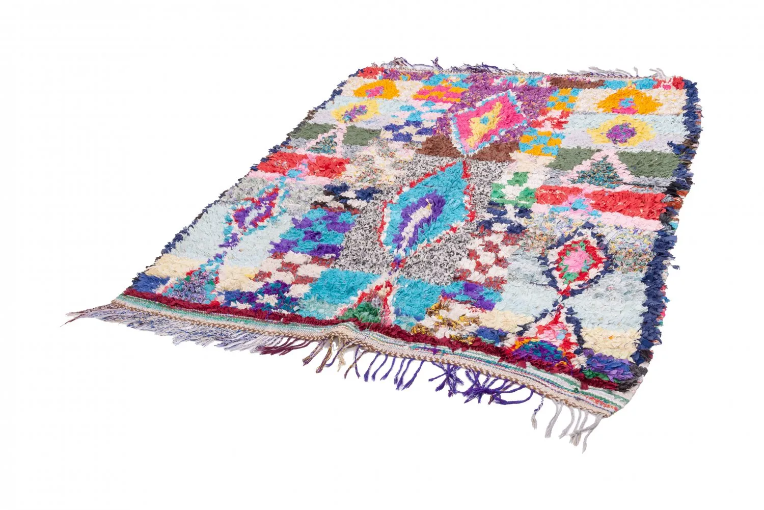 Marokkansk Boucherouite-teppe 195 x 150 cm