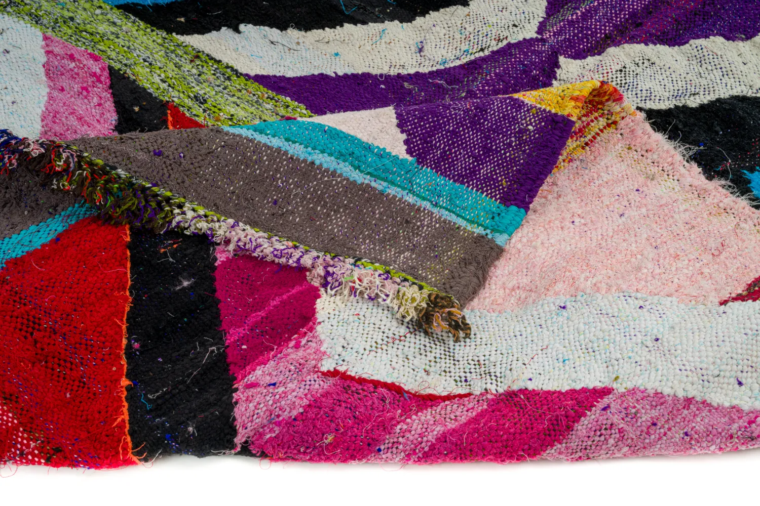 Marokkansk Boucherouite-teppe 140 x 255 cm