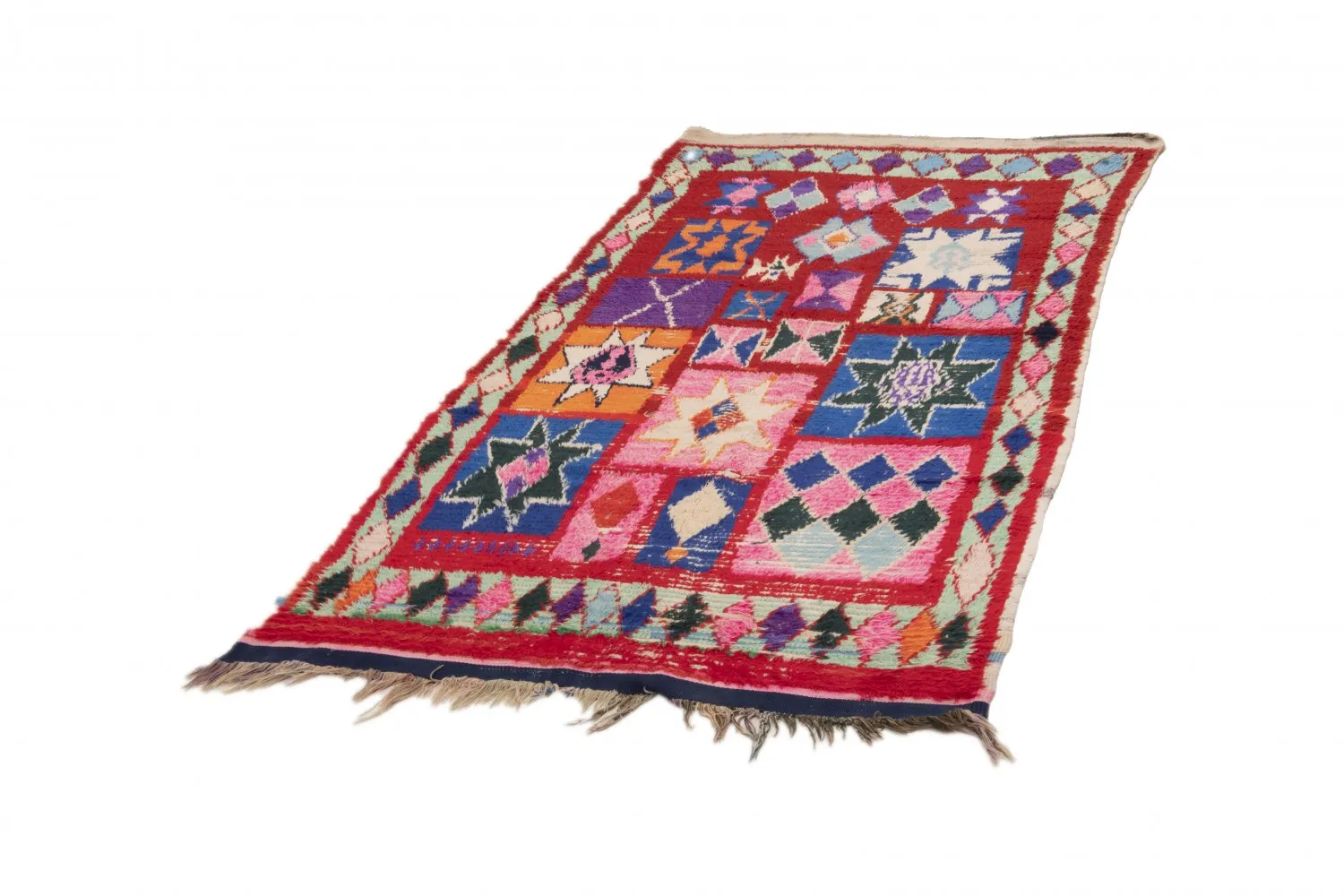 Marokkansk Boucherouite-teppe 210 x 125 cm