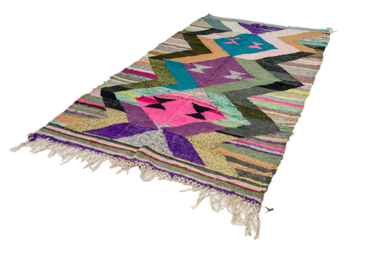Marokkansk Boucherouite-teppe 145 x 260 cm