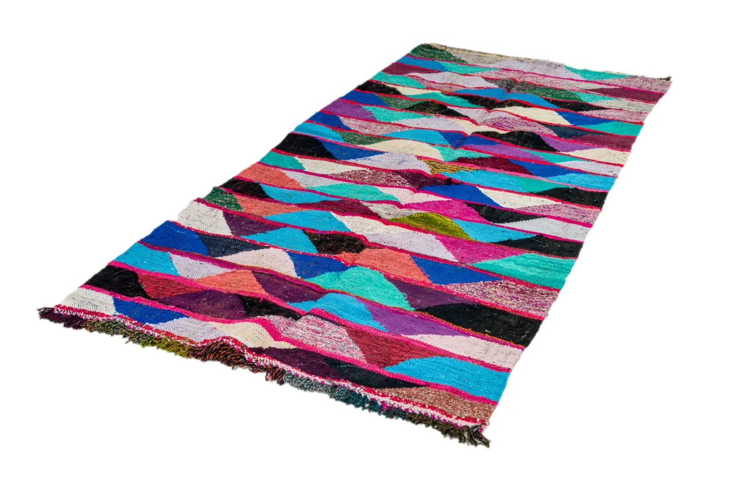 Marokkansk Boucherouite-teppe 125 x 260 cm