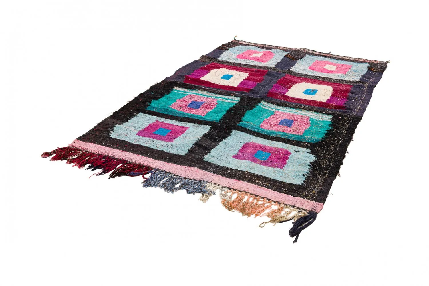 Marokkansk Boucherouite-teppe 140 x 225 cm