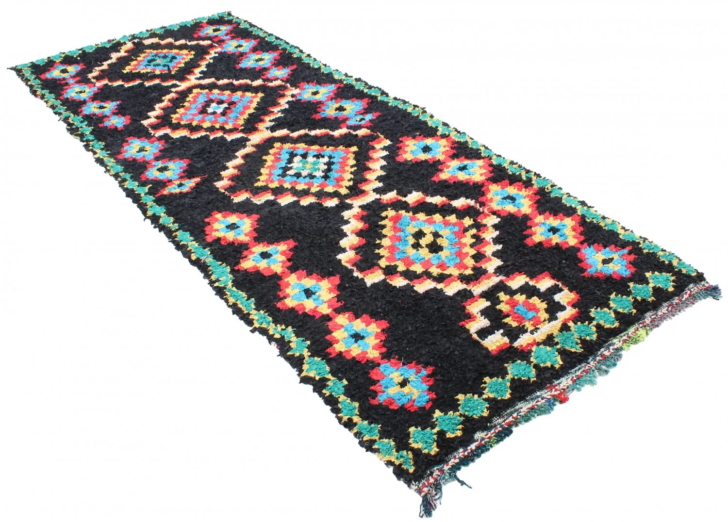 Marokkansk Boucherouite-teppe 370 x 145 cm