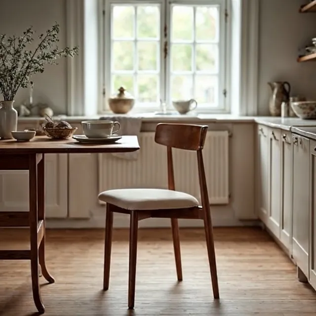 Stol - Ystad (valnøtt/beige) - 2 stk