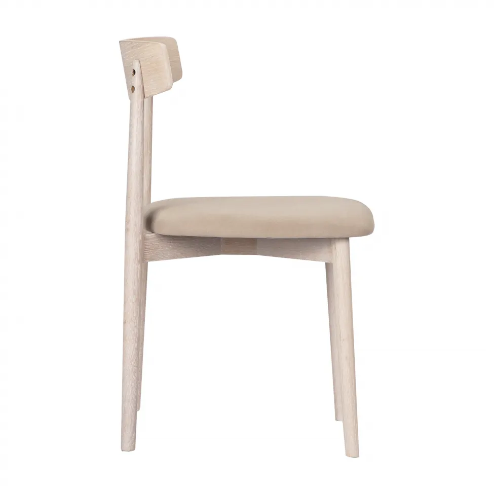 Stol - Ystad (hvit eik/beige) - 2 stk