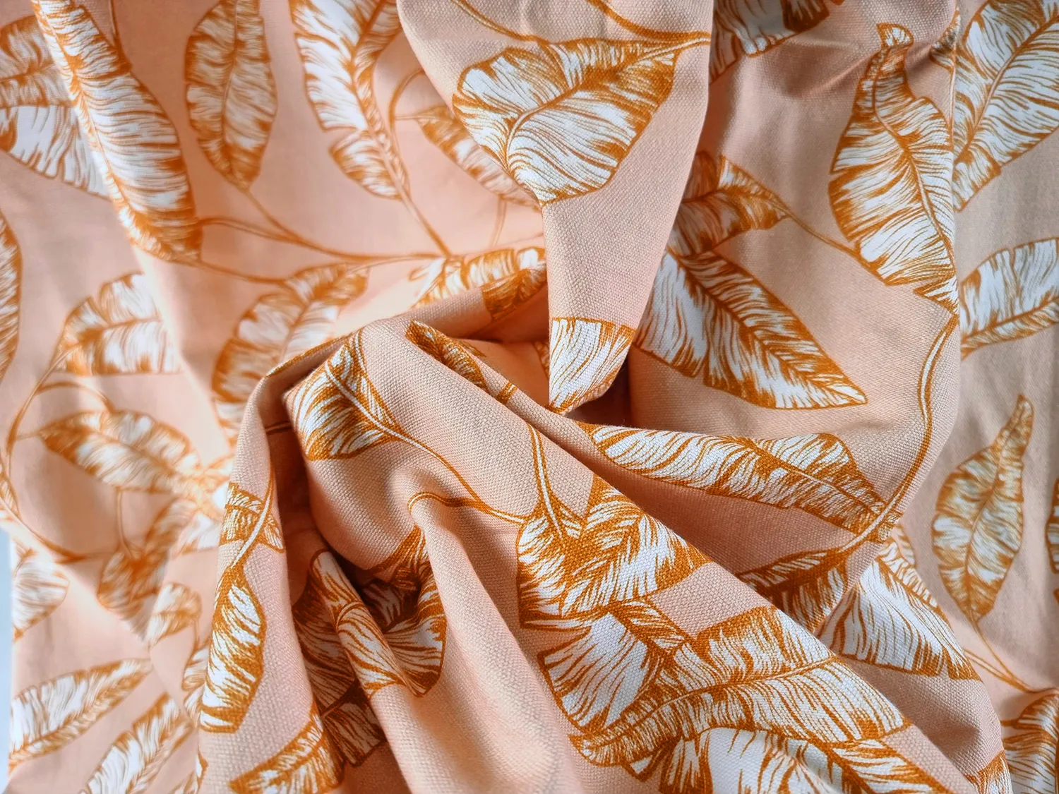 Gardiner - Bomullsgardin - Leaves (oransje)