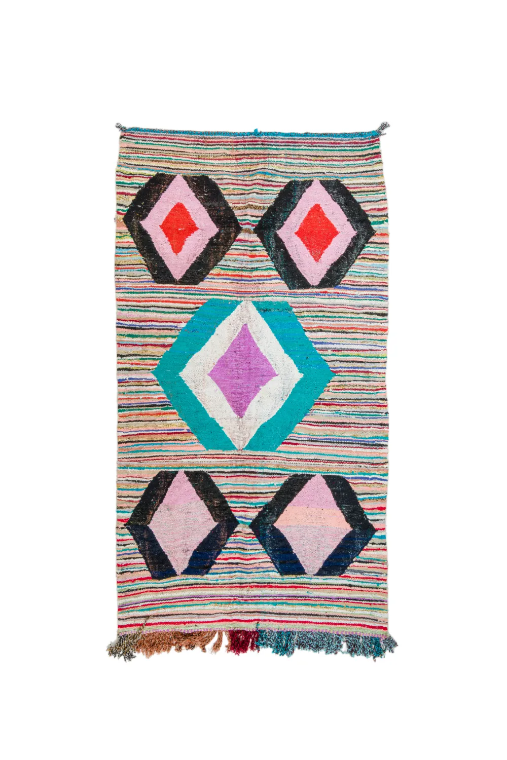 Marokkansk Boucherouite-teppe 140 x 255 cm