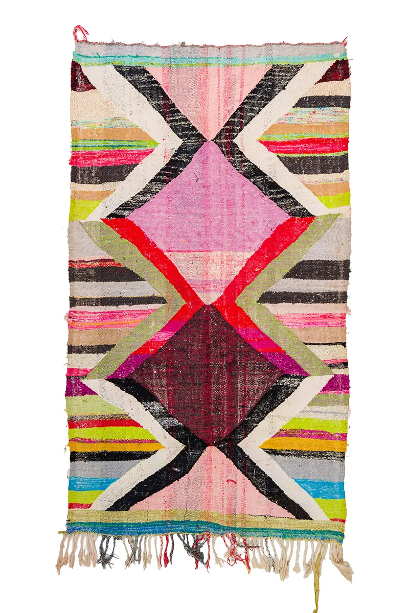 Marokkansk Boucherouite-teppe 135 x 245 cm