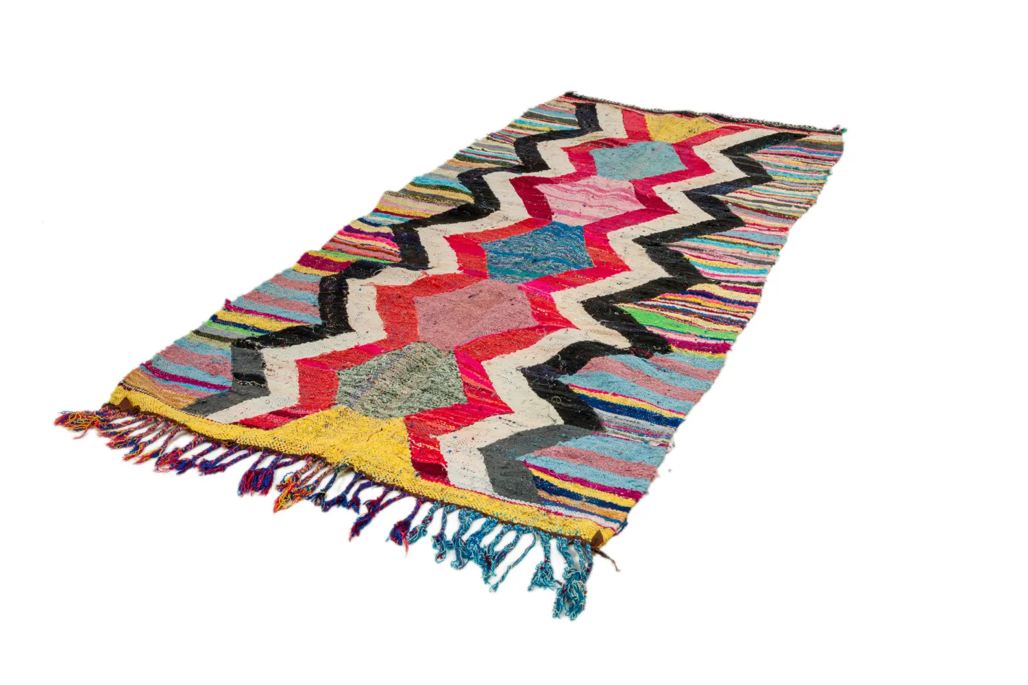 Marokkansk Boucherouite-teppe 125 x 265 cm