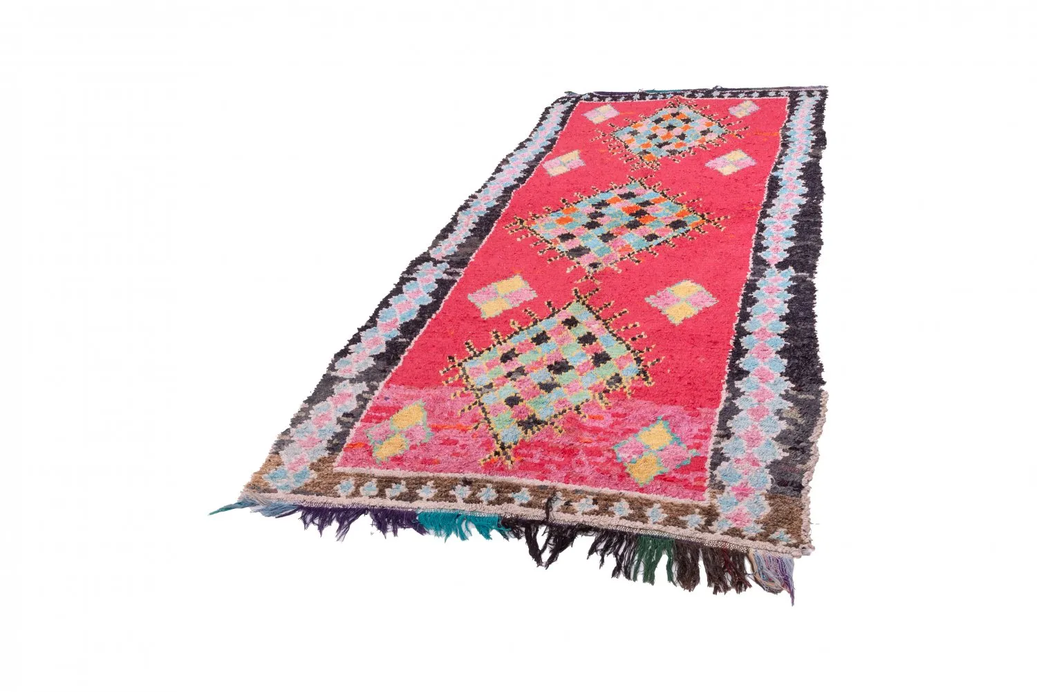 Marokkansk Boucherouite-teppe 325 x 145 cm