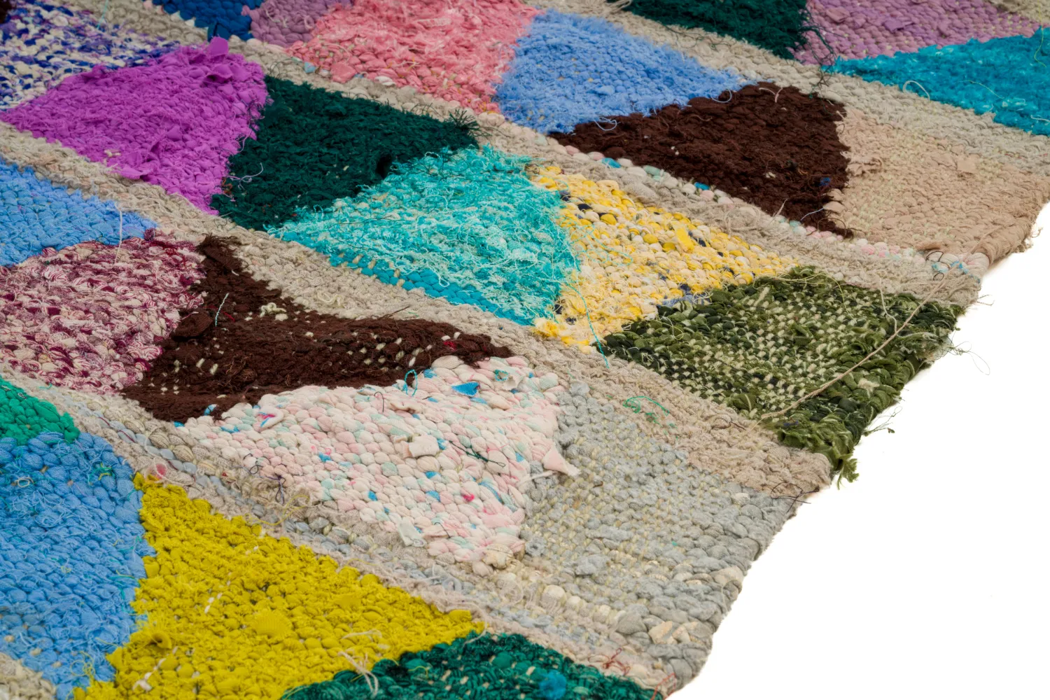 Marokkansk Boucherouite-teppe 125 x 255 cm