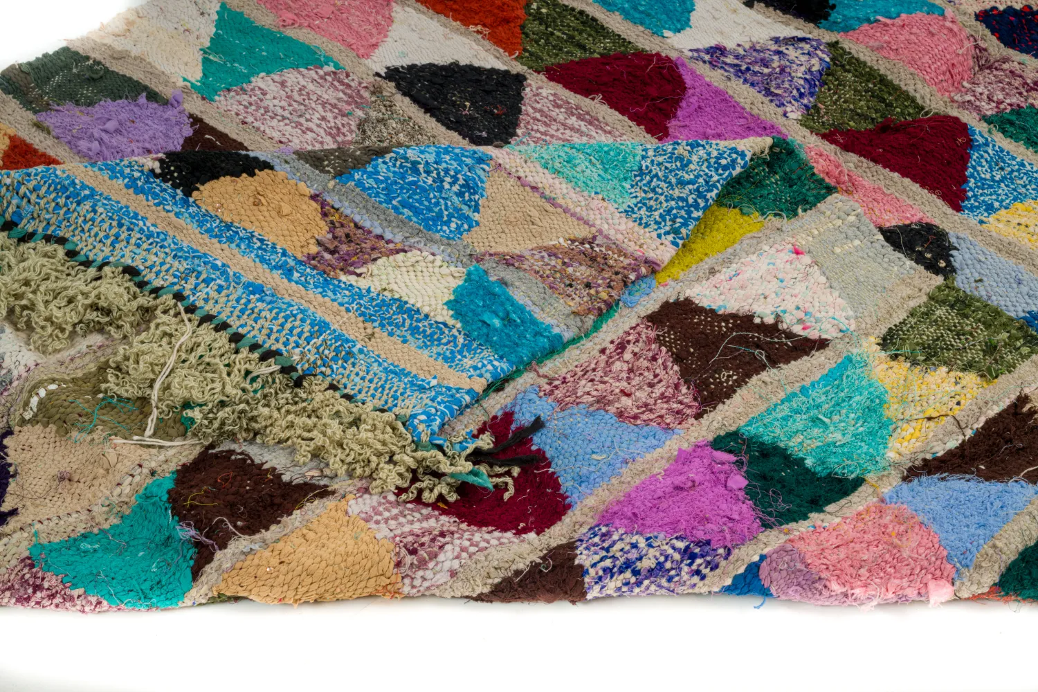 Marokkansk Boucherouite-teppe 125 x 255 cm