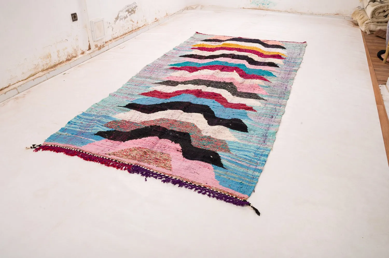 Marokkansk Boucherouite-teppe 150 x 310 cm