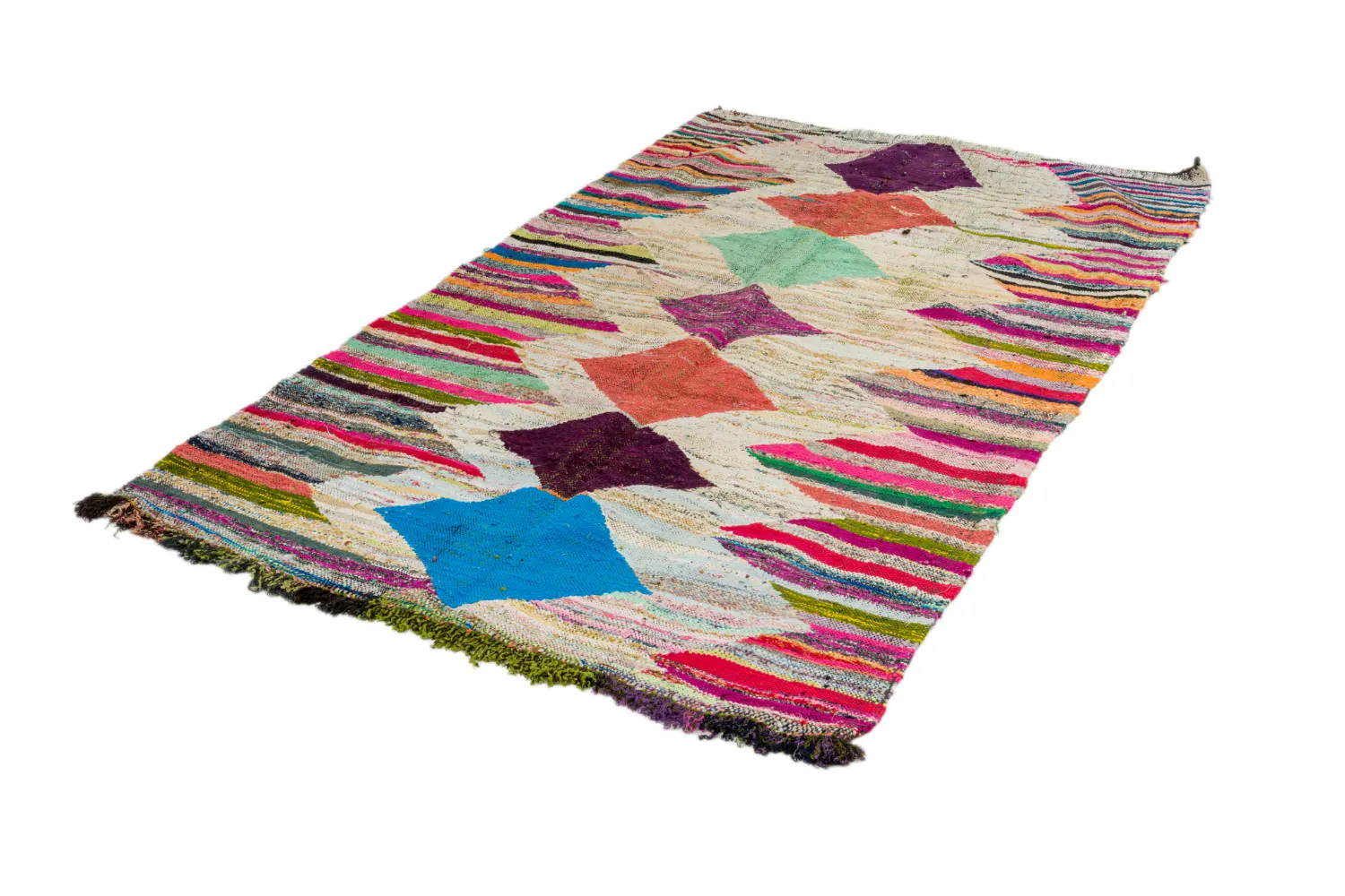 Marokkansk Boucherouite-teppe 140 x 255 cm