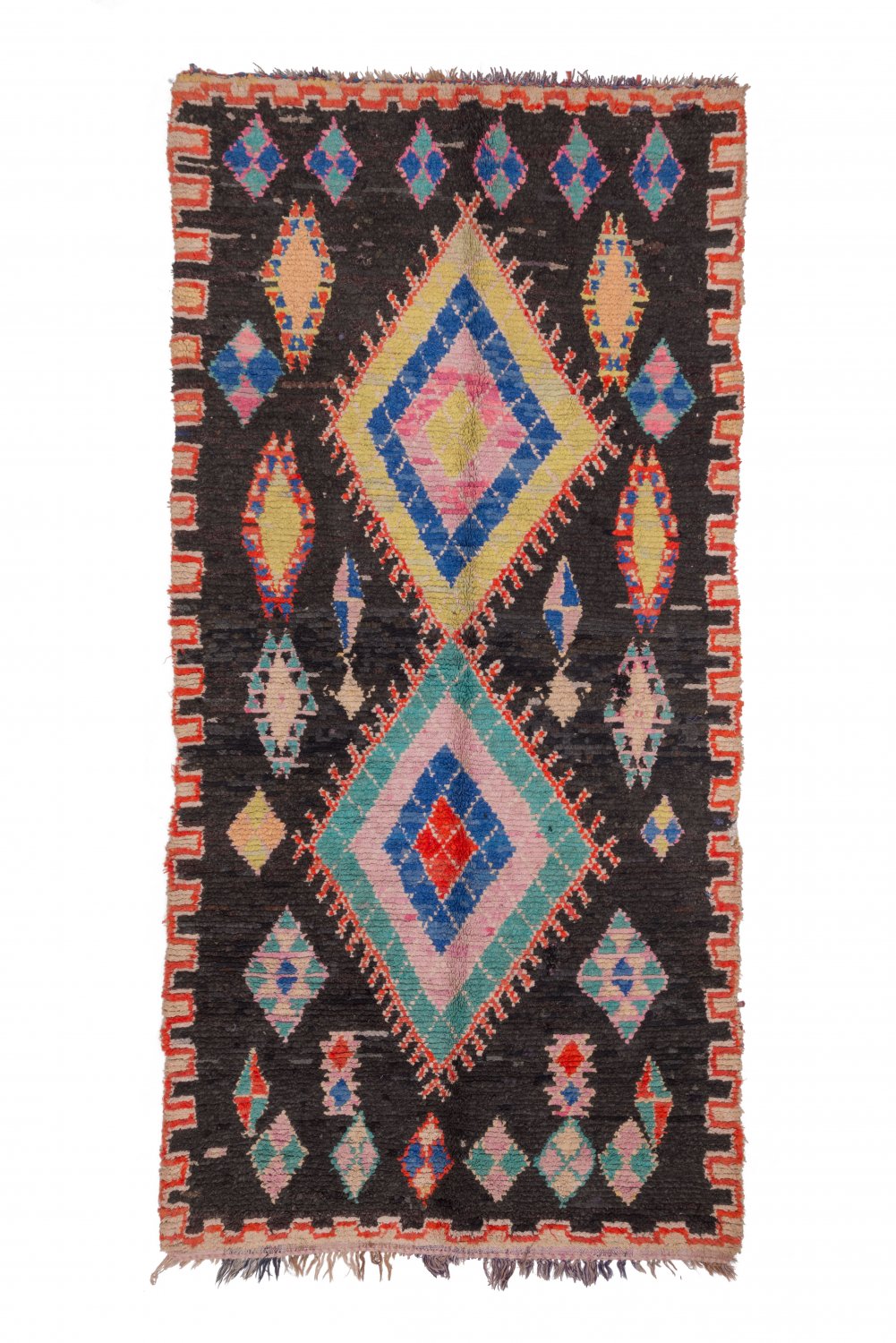 Marokkansk Boucherouite-teppe 305 x 140 cm