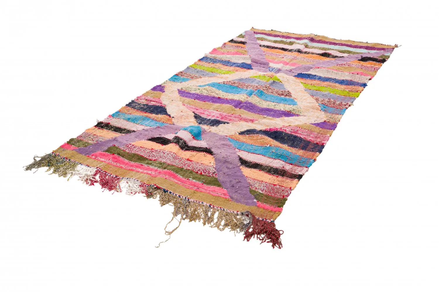 Marokkansk Boucherouite-teppe 125 x 265 cm