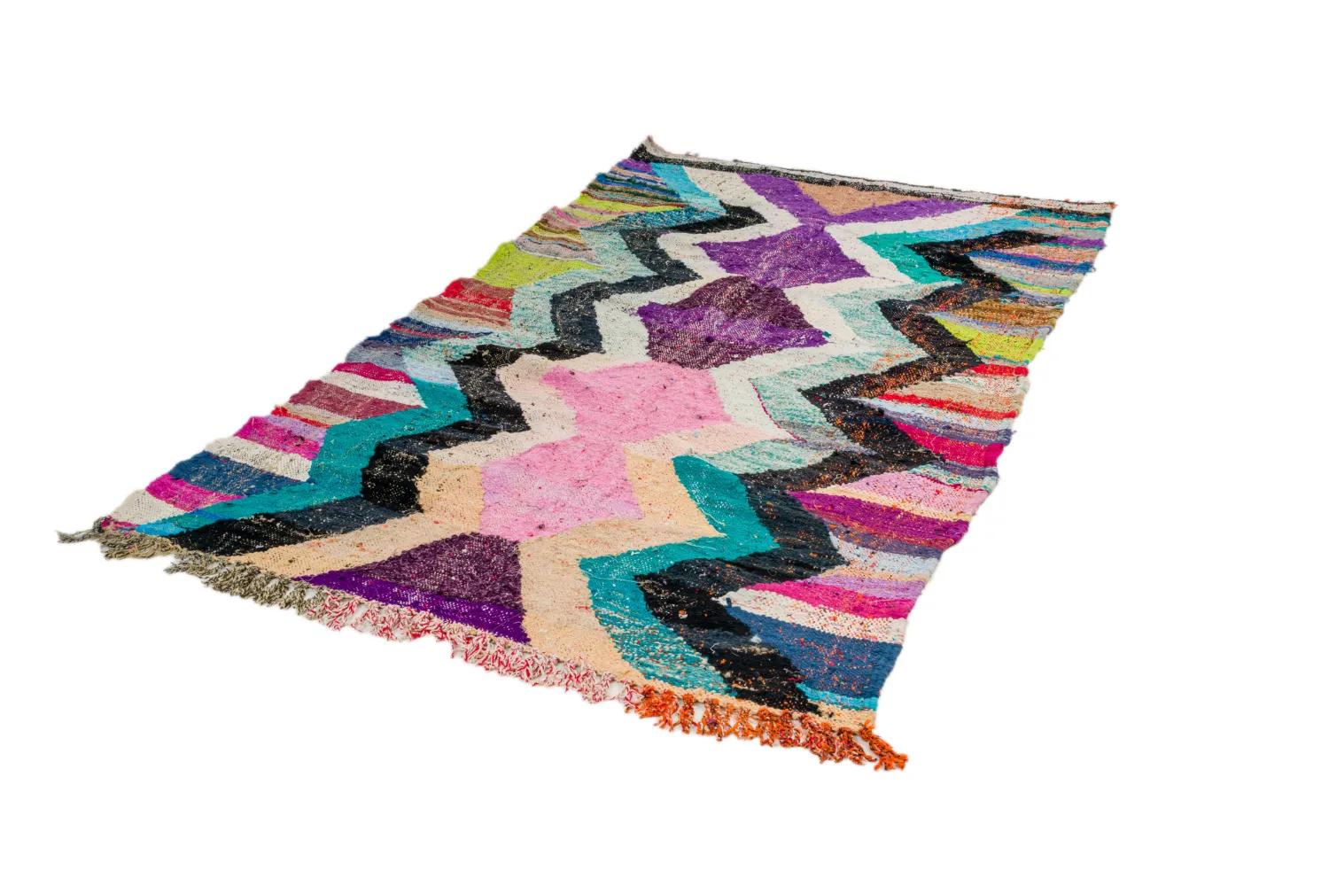 Marokkansk Boucherouite-teppe 130 x 235 cm