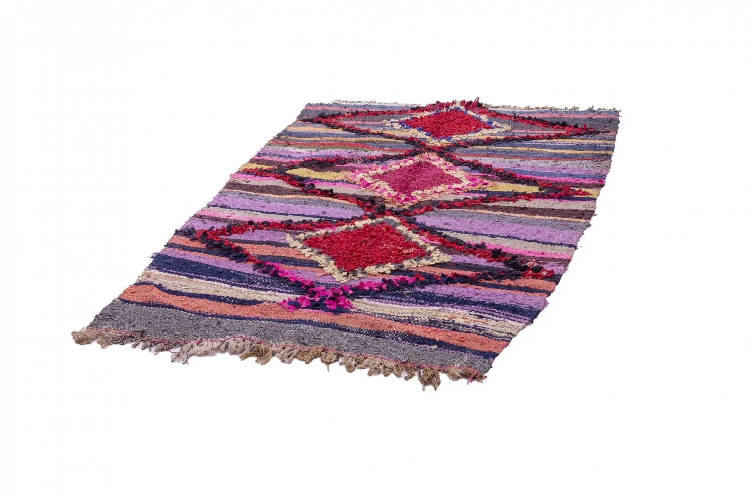 Marokkansk Boucherouite-teppe 210 x 130 cm