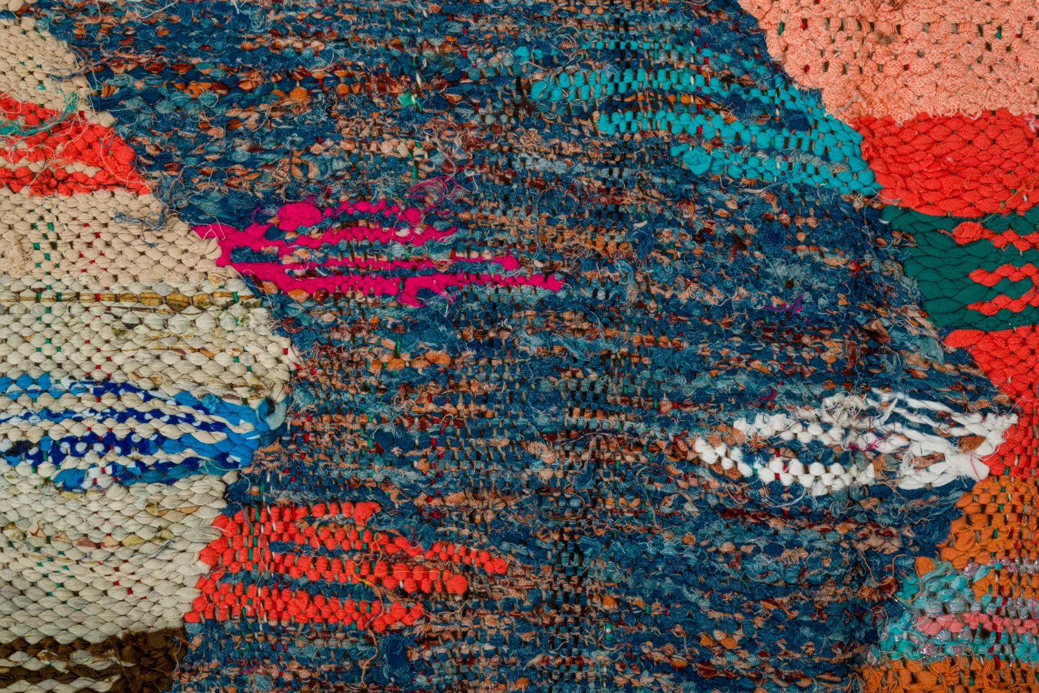 Marokkansk Boucherouite-teppe 135 x 265 cm