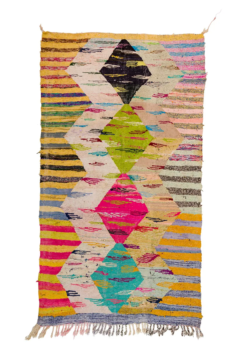 Marokkansk Boucherouite-teppe 140 x 250 cm