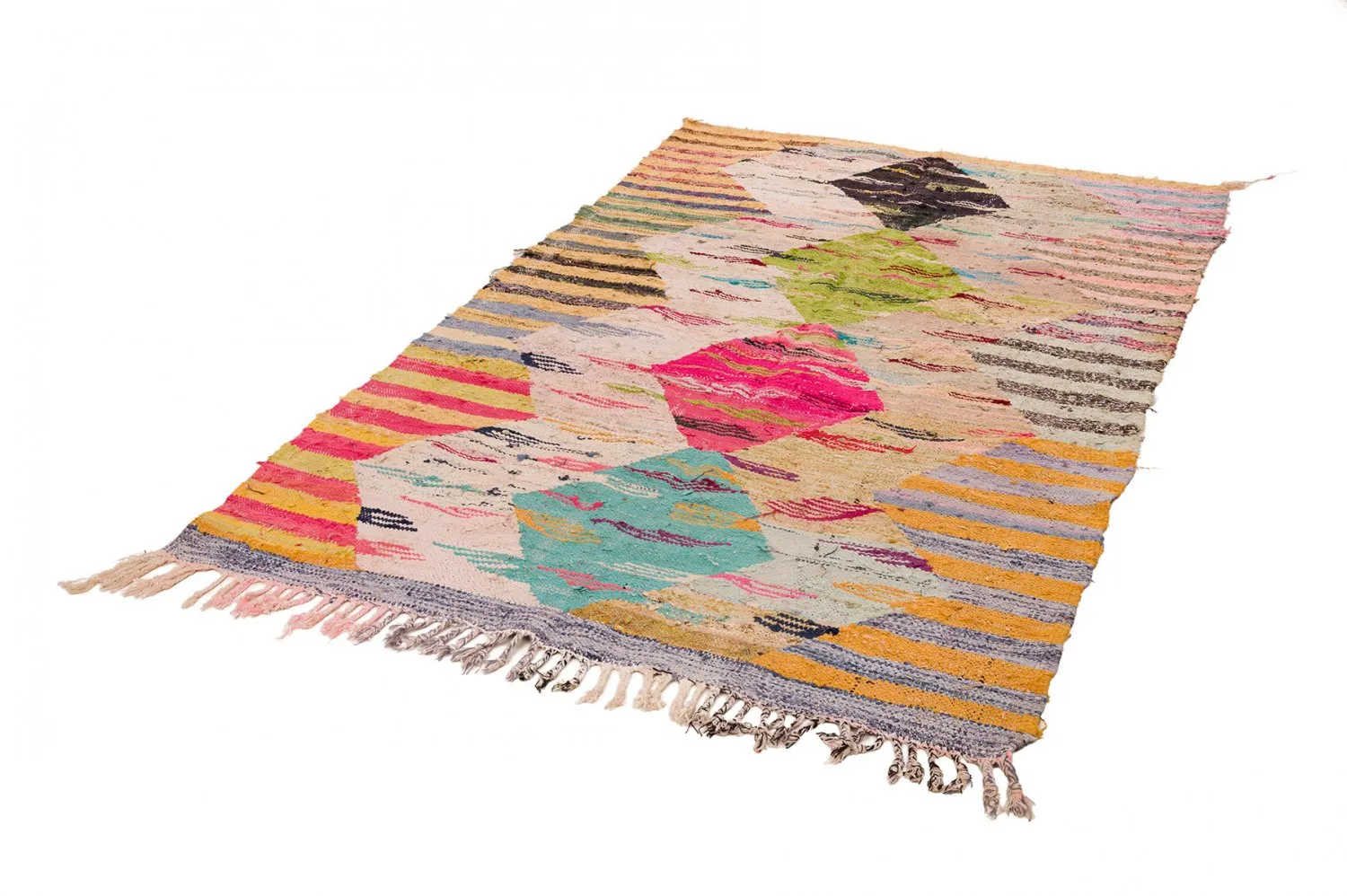 Marokkansk Boucherouite-teppe 140 x 250 cm