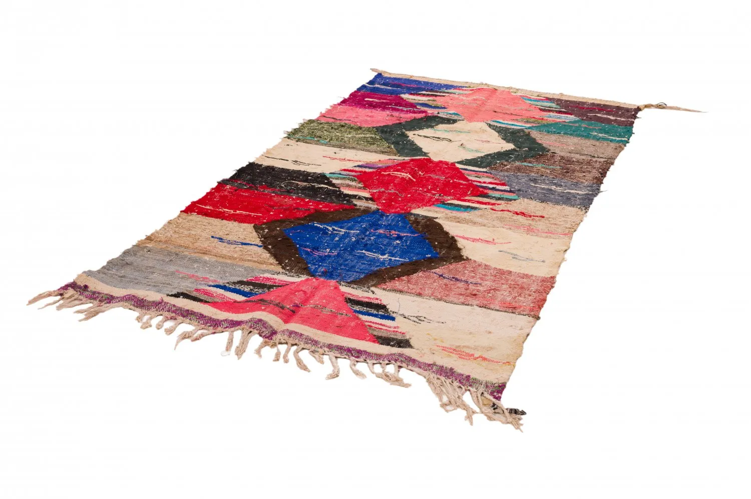 Marokkansk Boucherouite-teppe 125 x 240 cm