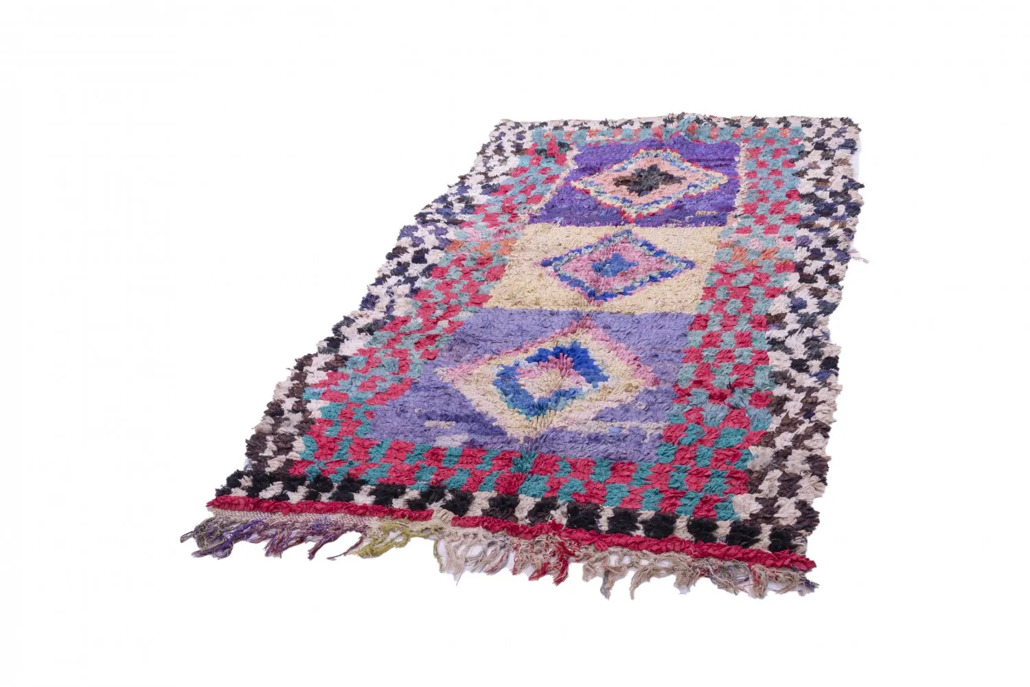 Marokkansk Boucherouite-teppe 225 x 125 cm