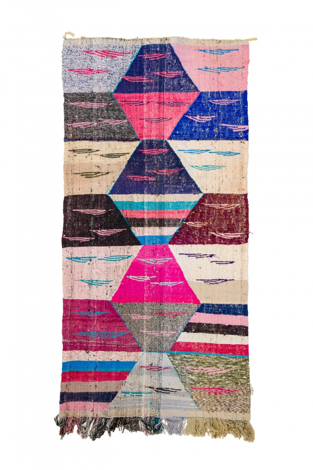 Marokkansk Boucherouite-teppe 125 x 260 cm