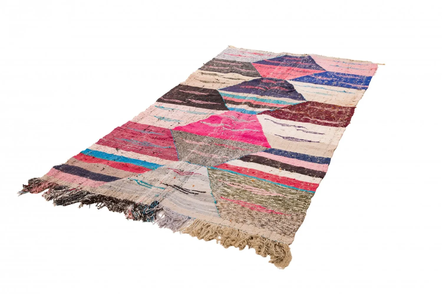 Marokkansk Boucherouite-teppe 125 x 260 cm