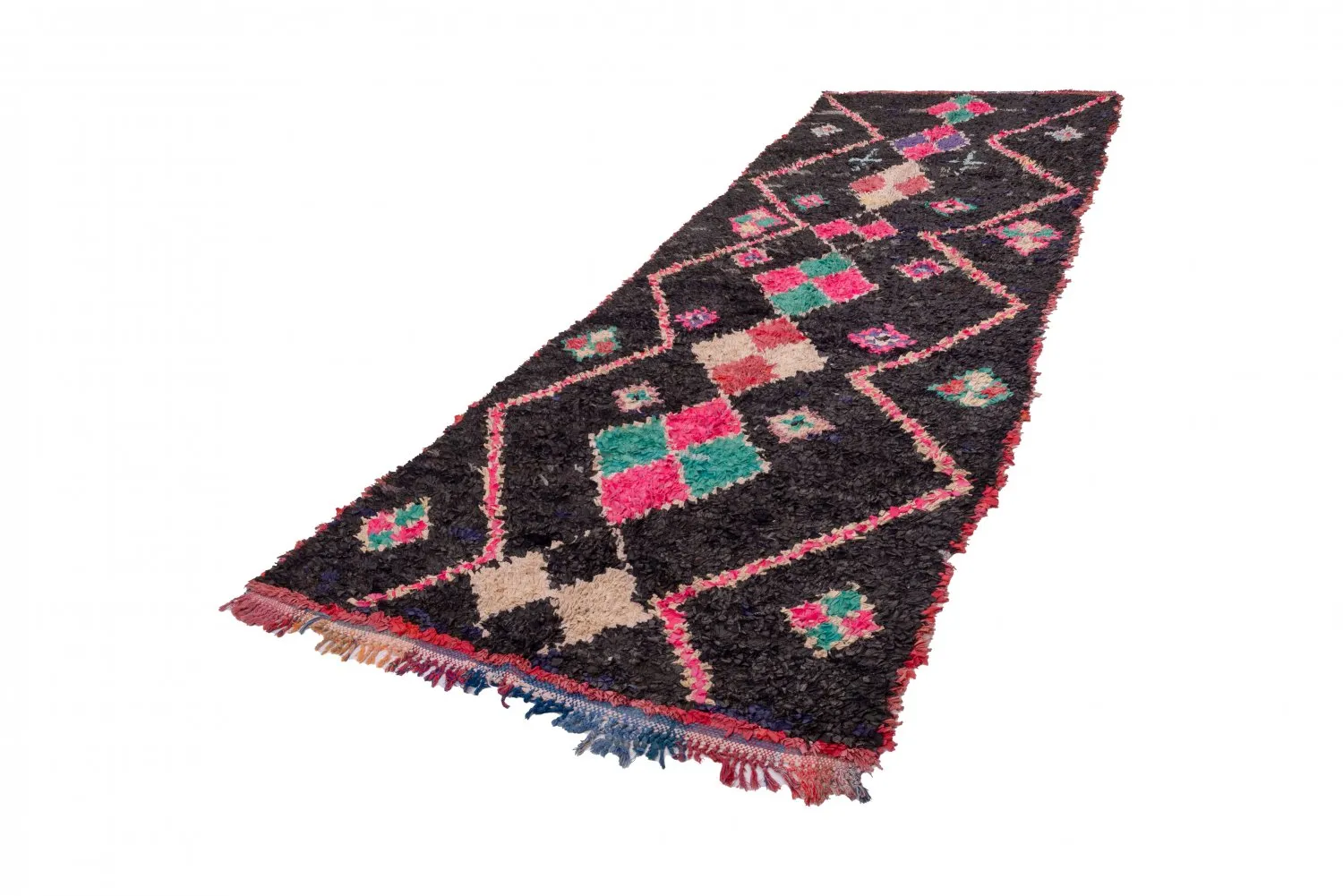 Marokkansk Boucherouite-teppe 405 x 130 cm