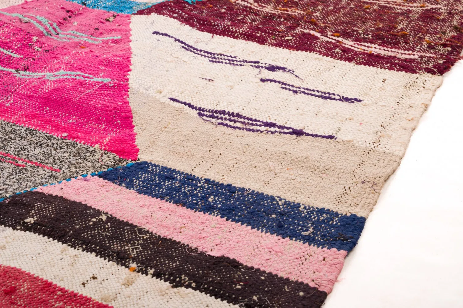 Marokkansk Boucherouite-teppe 125 x 260 cm
