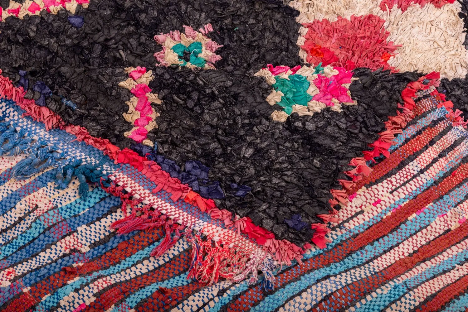 Marokkansk Boucherouite-teppe 405 x 130 cm