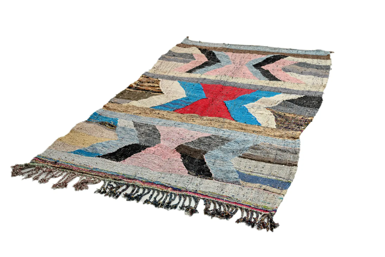 Marokkansk Boucherouite-teppe 140 x 255 cm