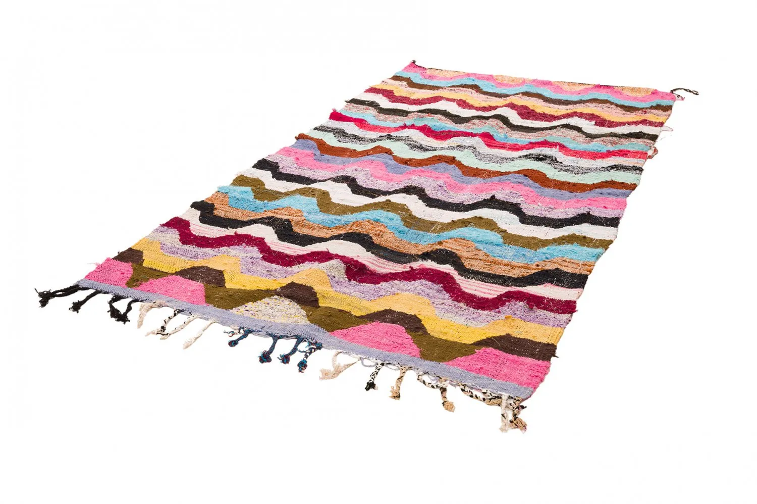 Marokkansk Boucherouite-teppe 140 x 265 cm