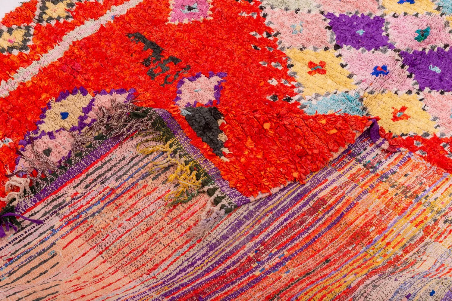 Marokkansk Boucherouite-teppe 340 x 155 cm