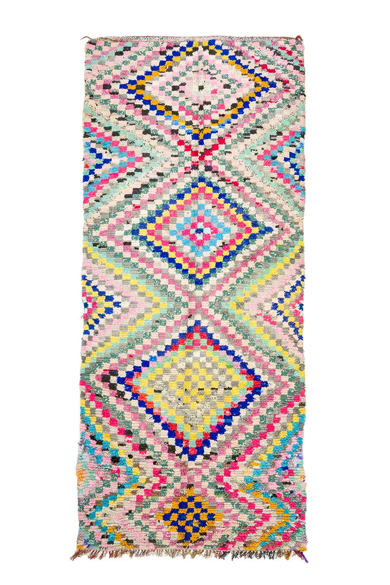 Marokkansk Boucherouite-teppe 145 x 365 cm
