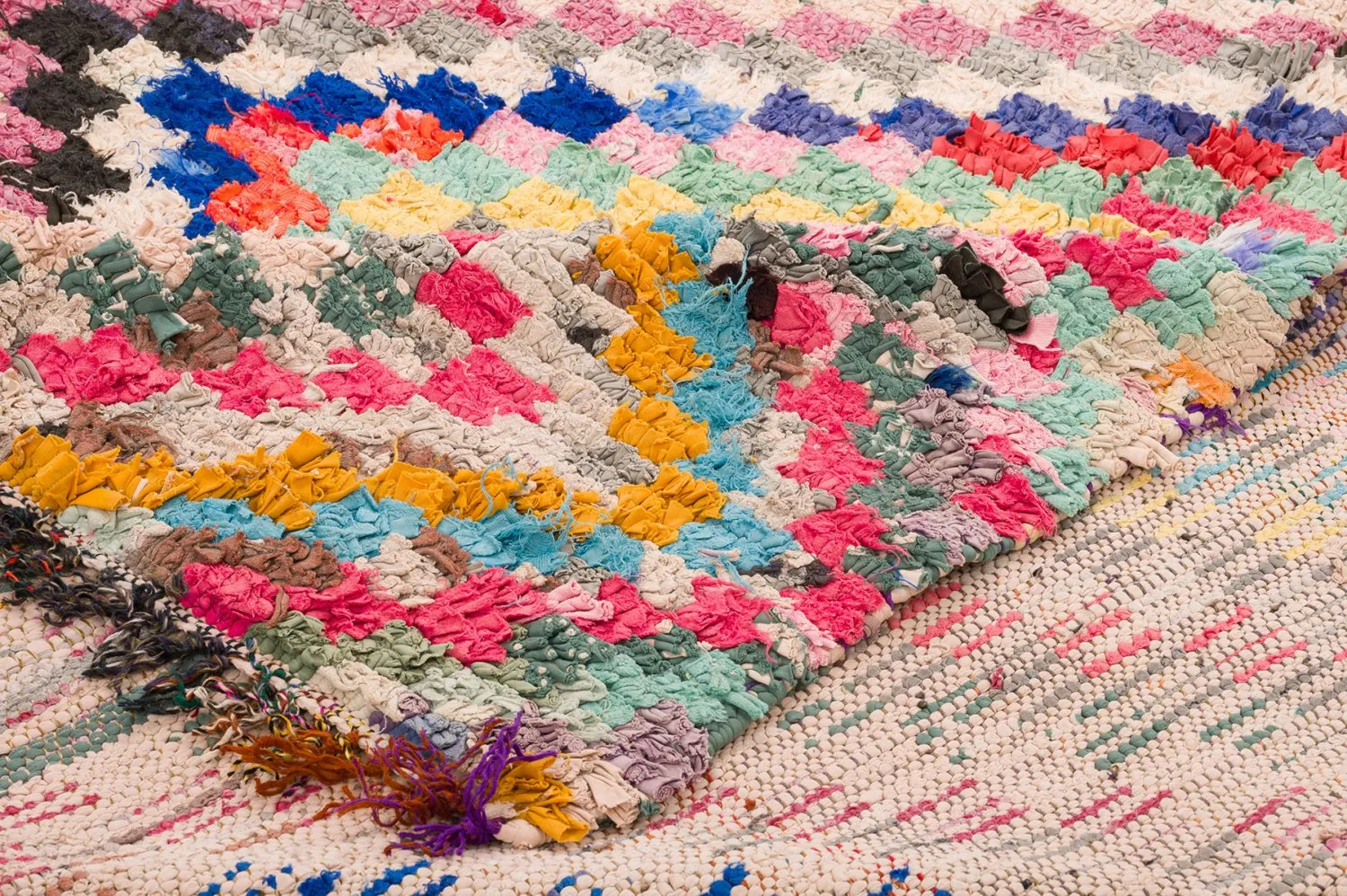 Marokkansk Boucherouite-teppe 145 x 365 cm