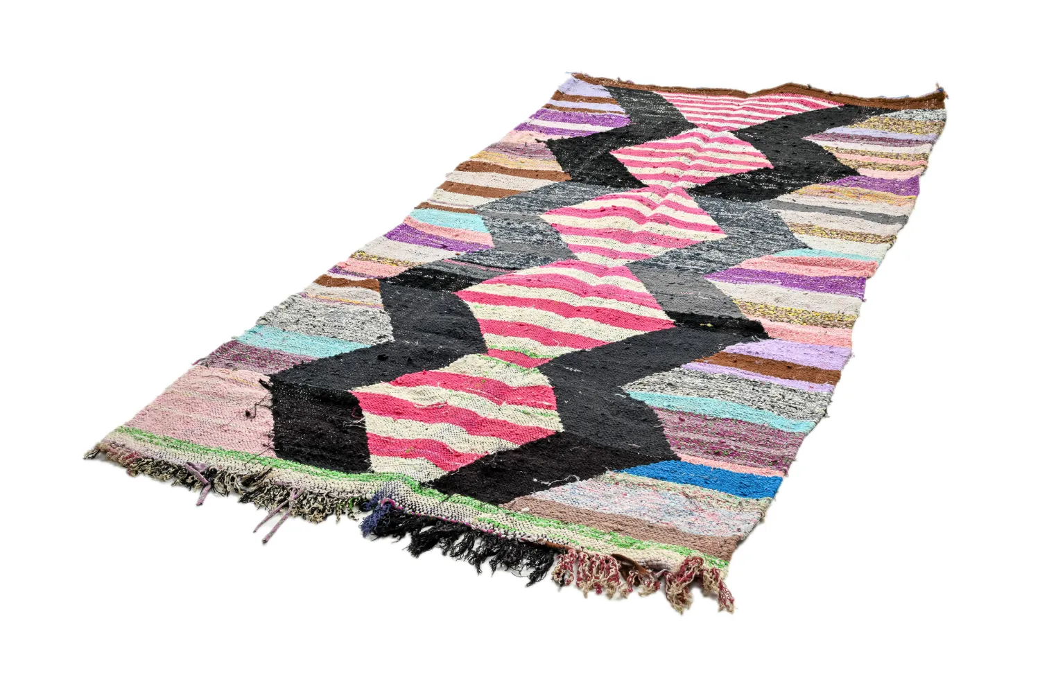 Marokkansk Boucherouite-teppe 130 x 265 cm