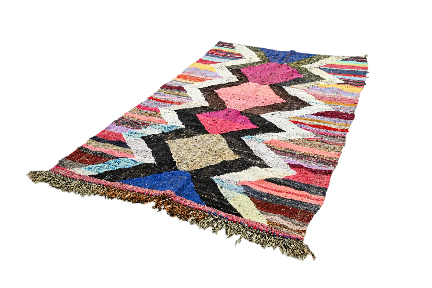 Marokkansk Boucherouite-teppe 140 x 245 cm