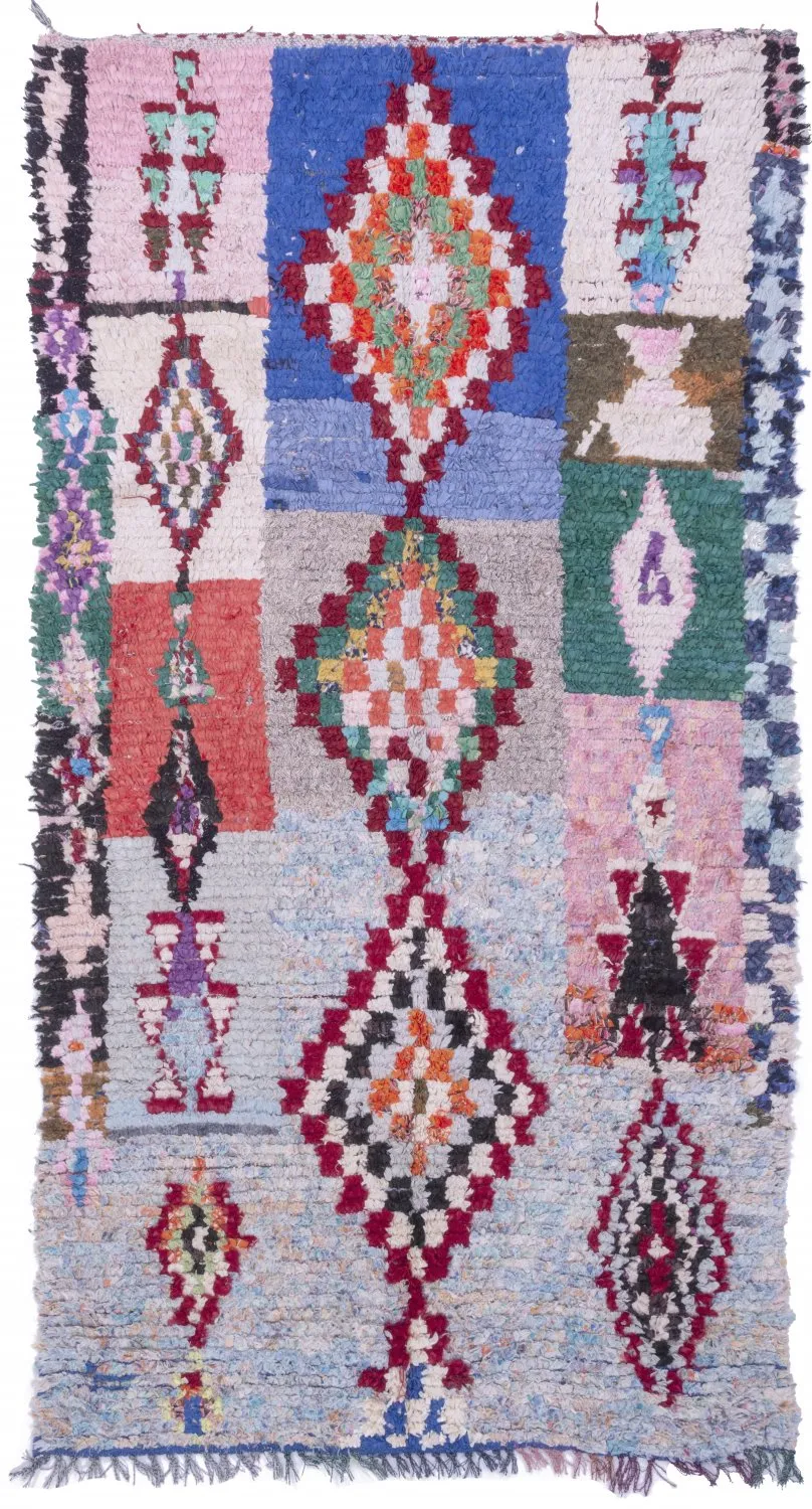 Marokkansk Boucherouite-teppe 250 x 125 cm