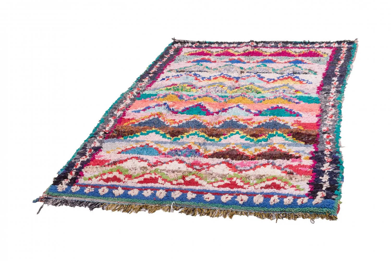Marokkansk Boucherouite-teppe 195 x 135 cm
