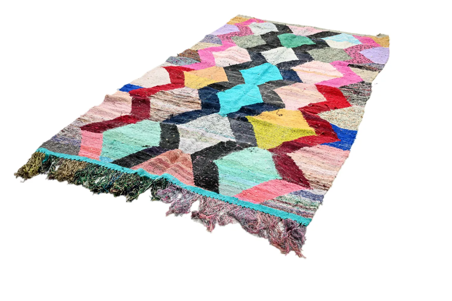 Marokkansk Boucherouite-teppe 140 x 260 cm