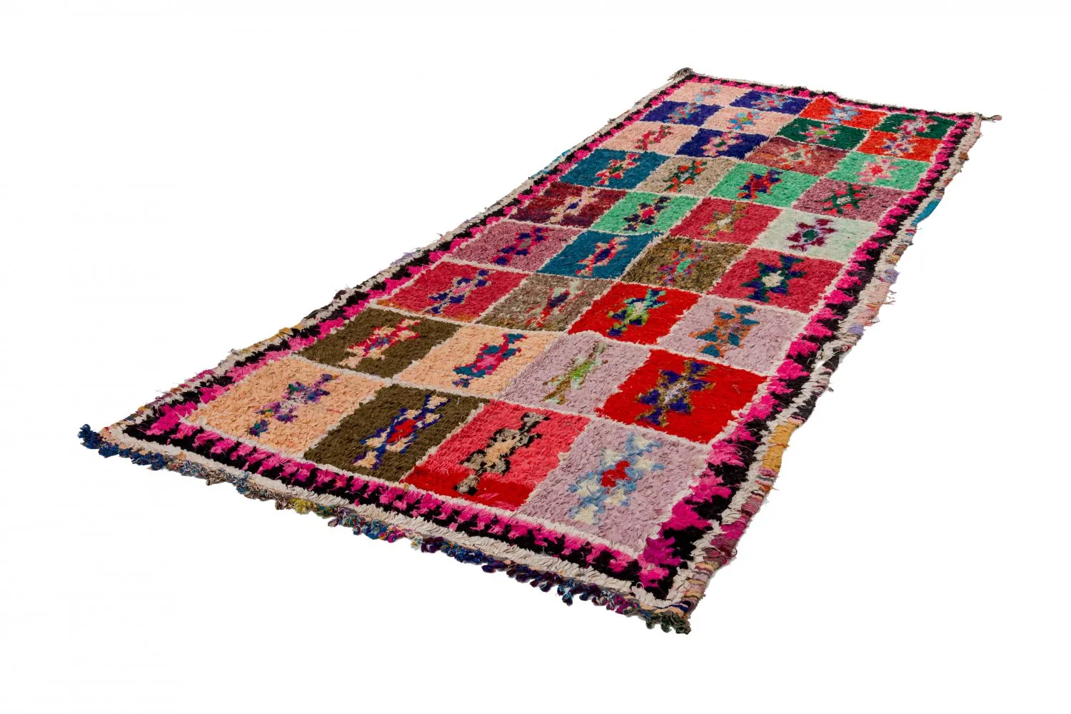 Marokkansk Boucherouite-teppe 360 x 130 cm