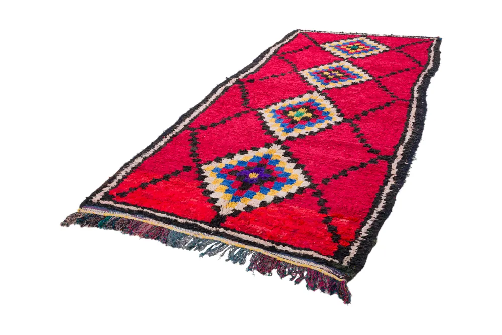 Marokkansk Boucherouite-teppe 310 x 145 cm
