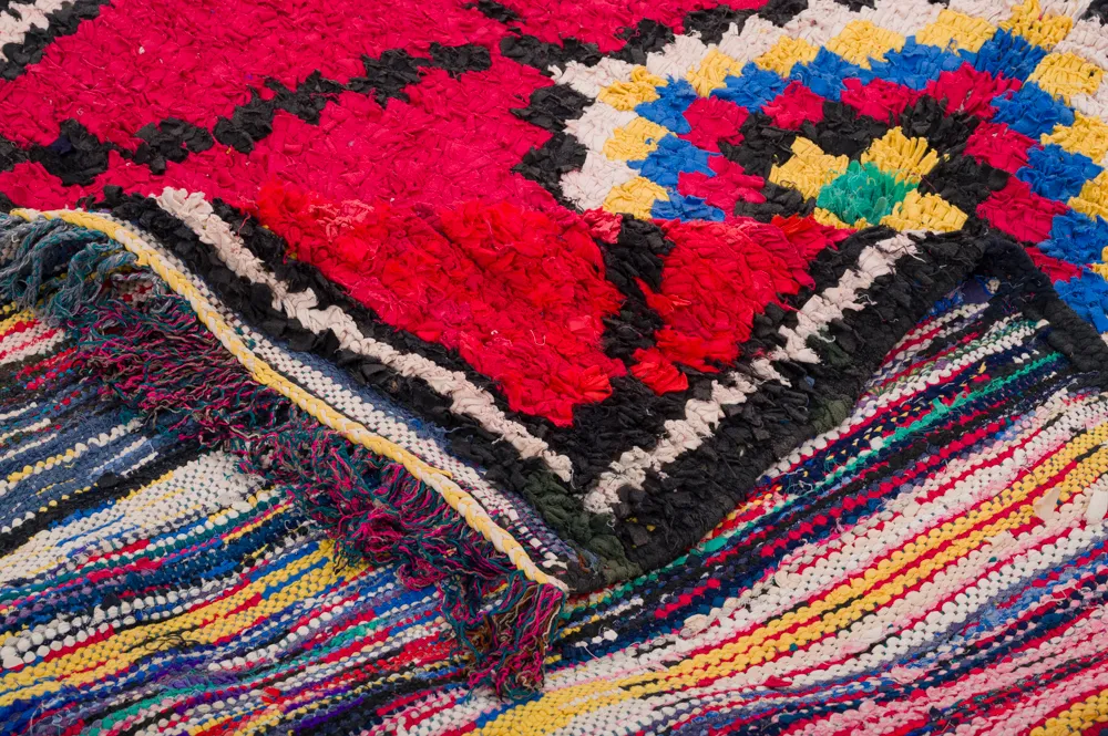 Marokkansk Boucherouite-teppe 310 x 145 cm