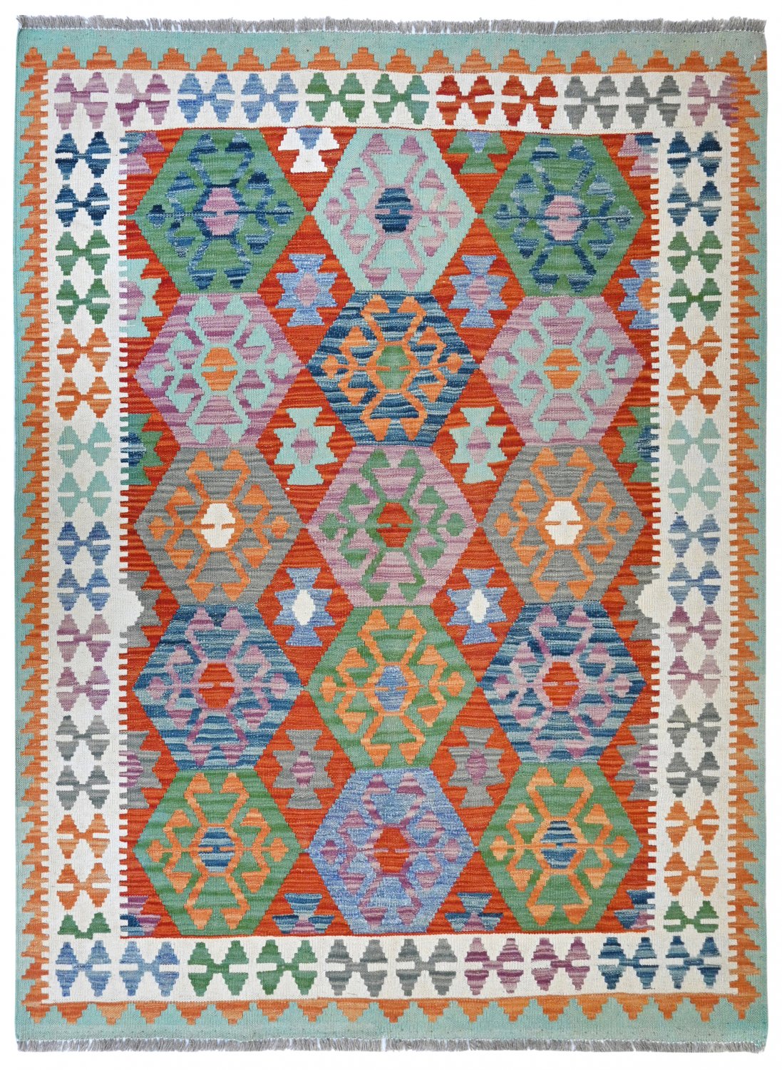Kelim-teppe Afghansk 194 x 155 cm